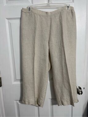 Kim Rogers Natural Beige Linen Blend Cropped Pants